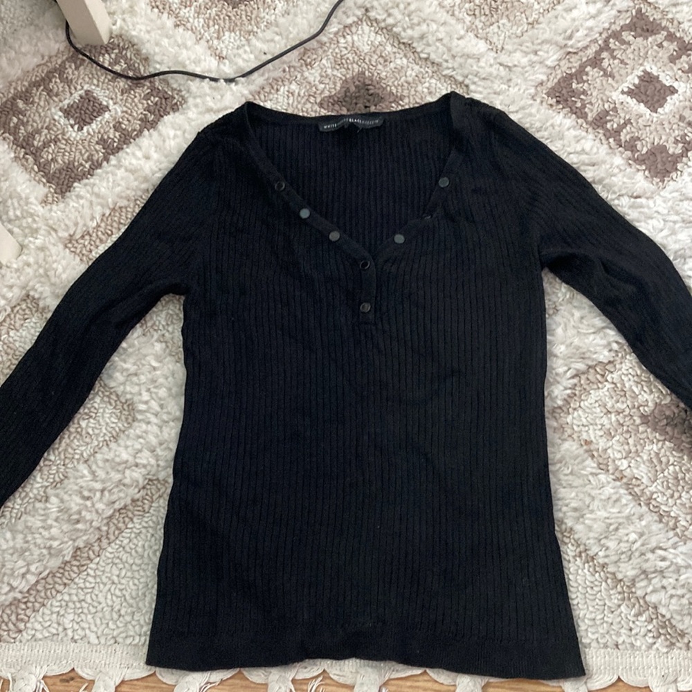 WHBM ribbed long sleeve blouse